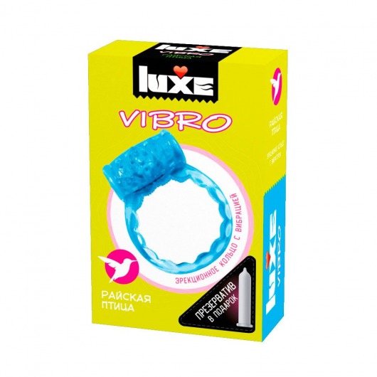 Голубое эрекционное виброкольцо Luxe VIBRO  Райская птица  + презерватив - Luxe - в Волгодонске купить с доставкой