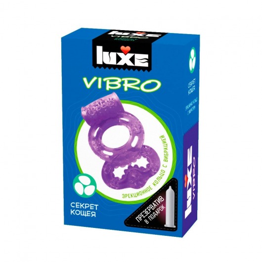 Фиолетовое эрекционное виброкольцо Luxe VIBRO  Секрет Кощея  + презерватив - Luxe - в Волгодонске купить с доставкой