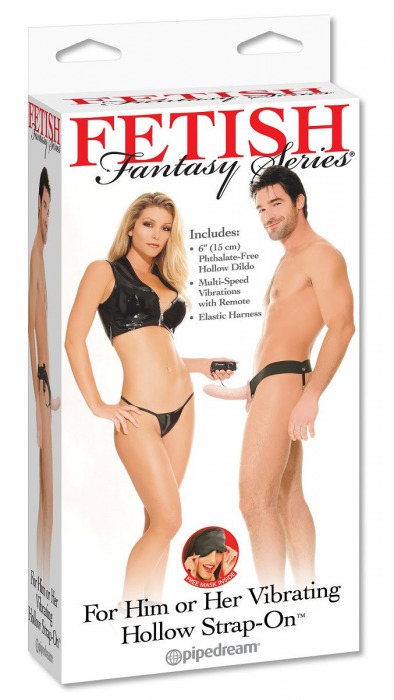Полый страпон унисекс телесного цвета с вибрацией For Him or Her ​Vibrating Hollow Strap-On - 15 см. - Pipedream - купить с доставкой в Волгодонске