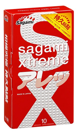 Утолщенные презервативы Sagami Xtreme Feel Long с точками - 10 шт. - Sagami - купить с доставкой в Волгодонске