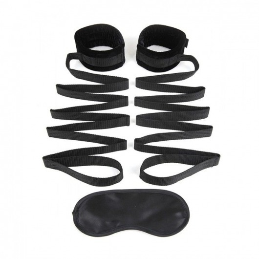 Чёрные манжеты для фиксации на кровати Bondage Bed Strap - Lux Fetish - купить с доставкой в Волгодонске
