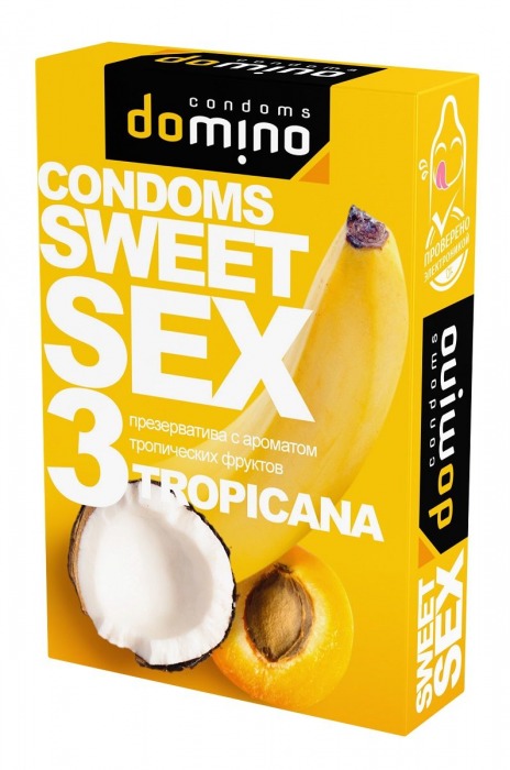 Презервативы для орального секса DOMINO Sweet Sex с ароматом тропических фруктов - 3 шт. - Domino - купить с доставкой в Волгодонске