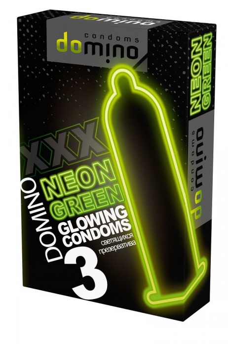 Презервативы DOMINO Neon Green со светящимся в темноте кончиком - 3 шт. - Domino - купить с доставкой в Волгодонске