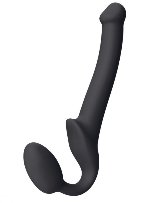 Черный безремневой страпон Silicone Bendable Strap-On S - Strap-on-me - купить с доставкой в Волгодонске