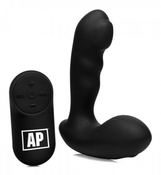 Черный стимулятор простаты Alpha-Pro 7X P-Milker Silicone Prostate Stimulator with Milking Bead - XR Brands - в Волгодонске купить с доставкой