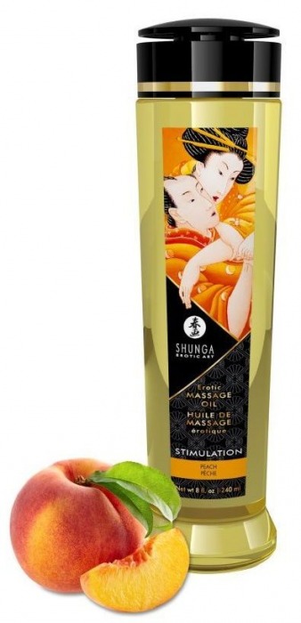 Массажное масло для тела с ароматом персика Stimulation - 240 мл. - Shunga - купить с доставкой в Волгодонске