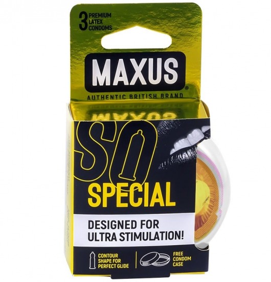 Презервативы с точками и рёбрами в пластиковом кейсе MAXUS Special - 3 шт. - Maxus - купить с доставкой в Волгодонске