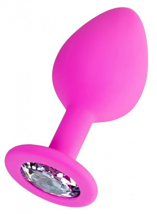 Розовая анальная втулка Brilliant с прозрачным кристаллом - 8 см. - ToyFa - купить с доставкой в Волгодонске