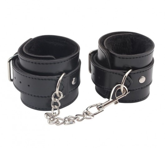Черные оковы на ноги Obey Me Leather Ankle Cuffs - Chisa - купить с доставкой в Волгодонске