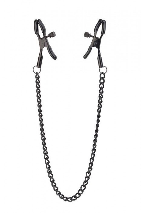 Черные зажимы на соски на цепочке BLAZE DELUXE NIPPLE CLAMPS - Dream Toys - купить с доставкой в Волгодонске