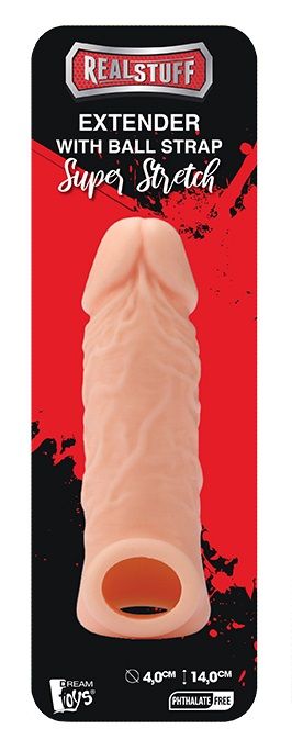 Телесная насадка EXTENDER WITH BALL STRAP 5.5 - 14 см. - Dream Toys - в Волгодонске купить с доставкой