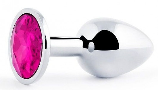 Серебристая анальная пробка с малиновым кристаллом - 7,2 см. - Anal Jewelry Plug - купить с доставкой в Волгодонске