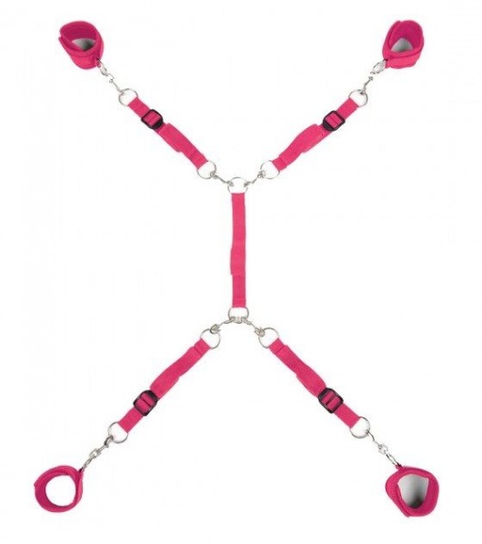 Ярко-розовый набор фиксаций на кровати Classic Bed Spreader - Lux Fetish - купить с доставкой в Волгодонске