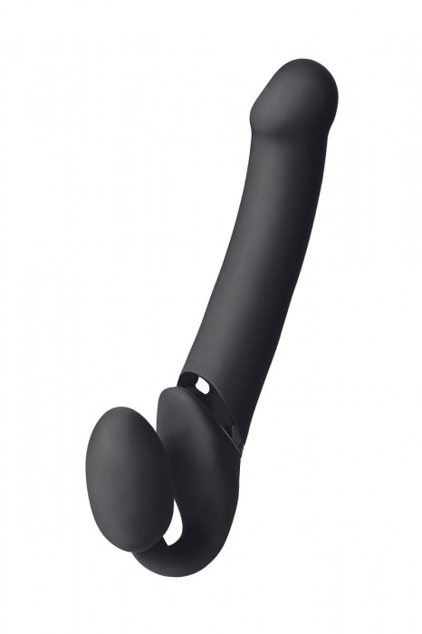 Черный безремневой вибрострапон Vibrating Bendable Strap-On L - Strap-on-me - купить с доставкой в Волгодонске