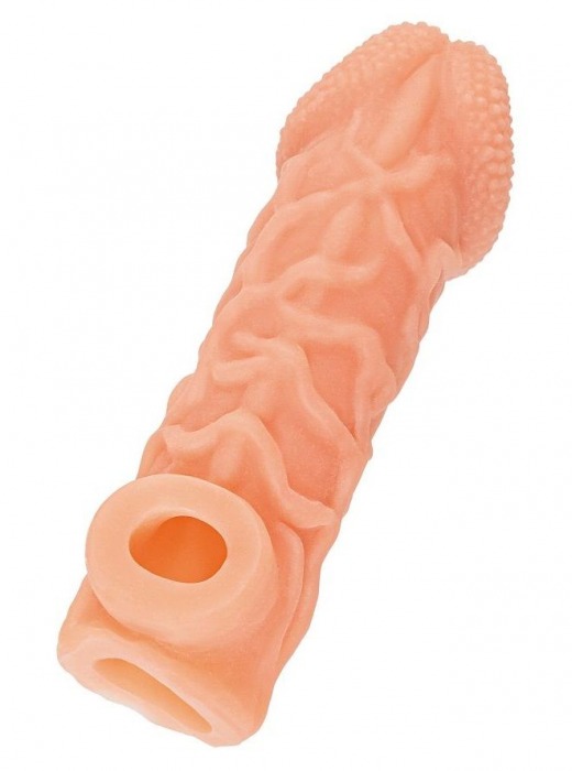 Телесная закрытая насадка с венками Cock Sleeve Size L - 17,6 см. - KOKOS - в Волгодонске купить с доставкой