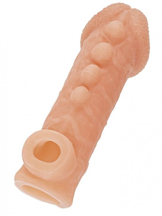 Телесная закрытая насадка с шишечками Cock Sleeve Size L - 17,6 см. - KOKOS - в Волгодонске купить с доставкой