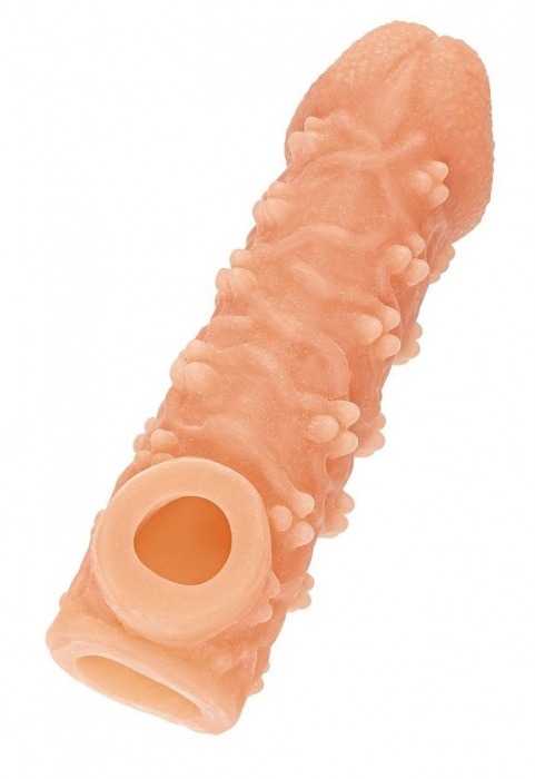 Телесная закрытая насадка с пучками шишечек Cock Sleeve Size L - 17,6 см. - KOKOS - в Волгодонске купить с доставкой