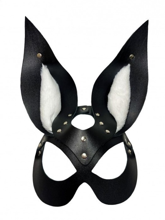 Черная маска зайки с белым мехом на ушках Miss Bunny - БДСМ Арсенал - купить с доставкой в Волгодонске