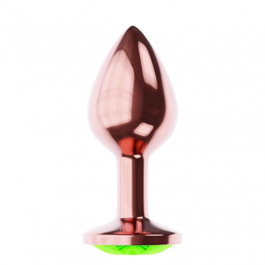 Пробка цвета розового золота с лаймовым кристаллом Diamond Emerald Shine S - 7,2 см. - Lola Games - купить с доставкой в Волгодонске