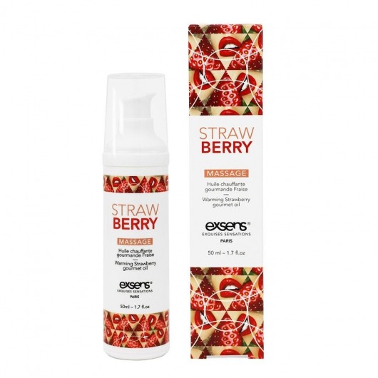 Разогревающее массажное масло  с ароматом клубники Gourmet Strawberry - 50 мл. - Exsens - купить с доставкой в Волгодонске