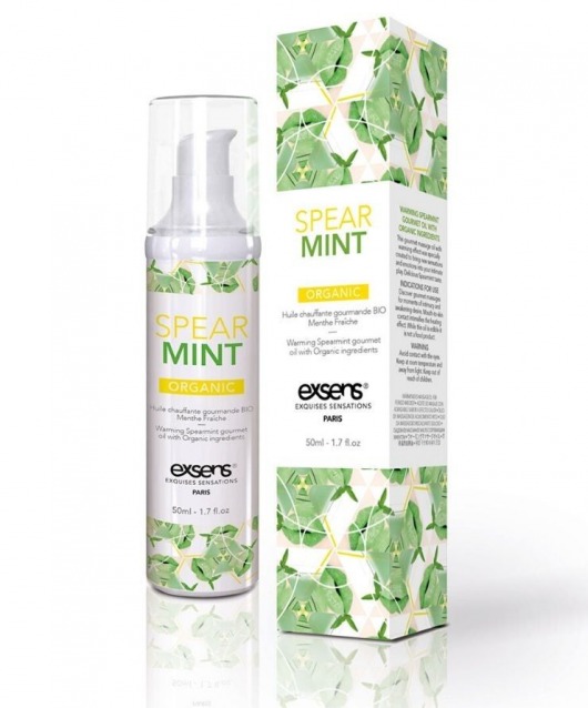 Разогревающее массажное масло Gourmet Spearmint Organic с органическими ингредиентами - 50 мл. - Exsens - купить с доставкой в Волгодонске