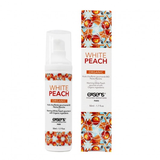 Разогревающее массажное масло Gourmet White Peach Organic с органическими ингредиентами - 50 мл. - Exsens - купить с доставкой в Волгодонске