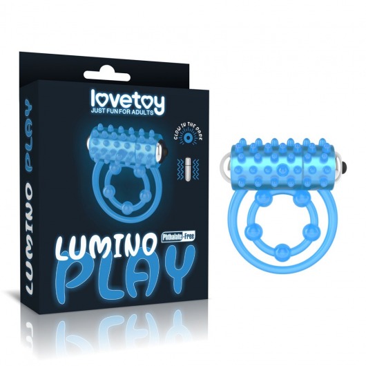 Голубое, светящееся в темноте виброкольцо Lumino Play Vibrating Penis Ring - Lovetoy - в Волгодонске купить с доставкой