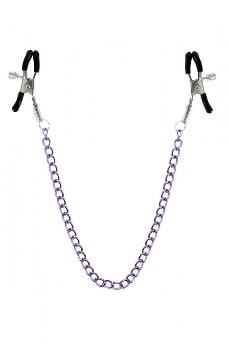 Зажимы для сосков с фиолетовой цепочкой Sweet Caress Nipple Chain - Sweet Caress - купить с доставкой в Волгодонске