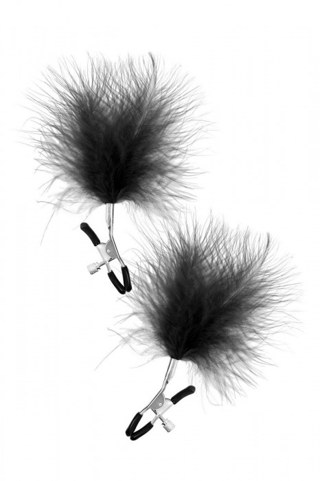 Зажимы на соски с черными пуховыми кисточками Sweet Caress Feather Nipple Clumps - Sweet Caress - купить с доставкой в Волгодонске