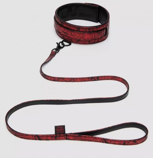 Стильный ошейник с поводком Reversible Faux Leather Collar and Lead - Fifty Shades of Grey - купить с доставкой в Волгодонске