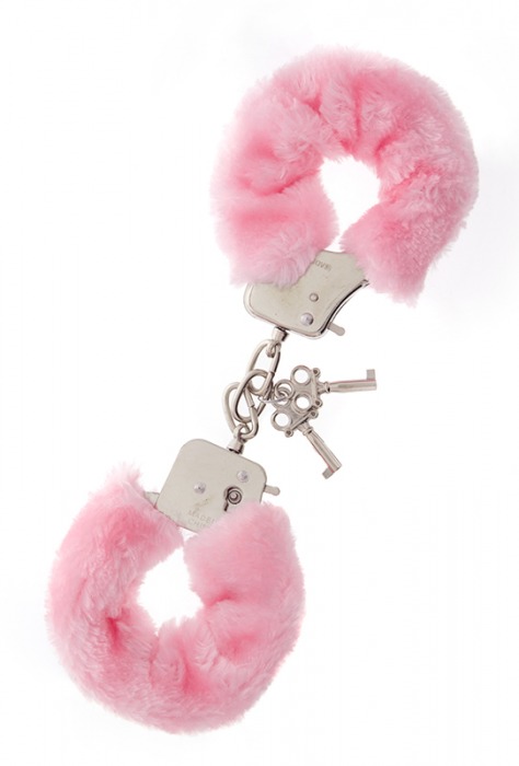 Металлические наручники с розовой меховой опушкой METAL HANDCUFF WITH PLUSH PINK - Dream Toys - купить с доставкой в Волгодонске