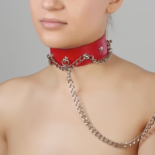 Красный ошейник из натуральной кожи - Sitabella - купить с доставкой в Волгодонске