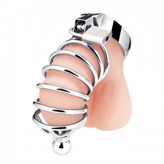 Серебристая клетка для члена Urethral Play Cage - BlueLine - купить с доставкой в Волгодонске