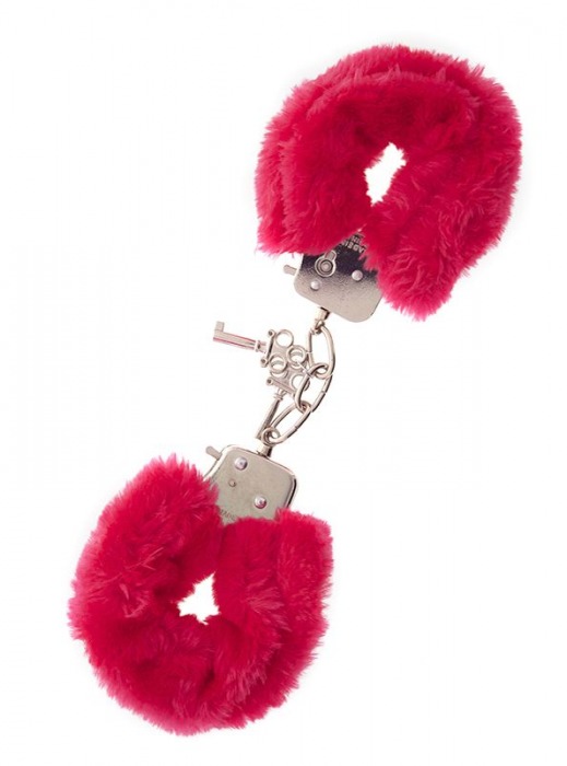 Металлические наручники с красной меховой опушкой METAL HANDCUFF WITH PLUSH RED - Dream Toys - купить с доставкой в Волгодонске