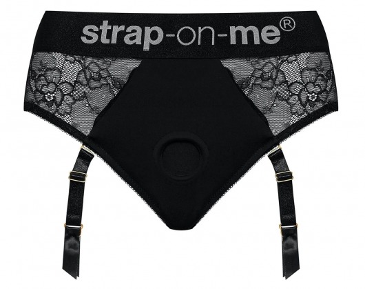 Черные трусики для насадок Diva Lingerie Harness - size L - Strap-on-me - купить с доставкой в Волгодонске
