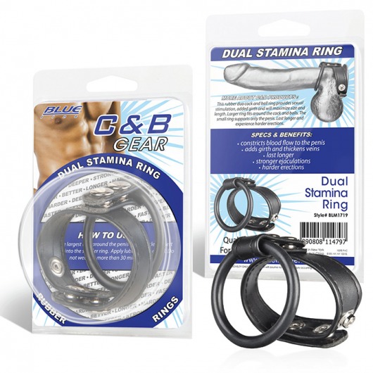 Двойное кольцо выносливости на пенис DUAL STAMINA RING - BlueLine - в Волгодонске купить с доставкой