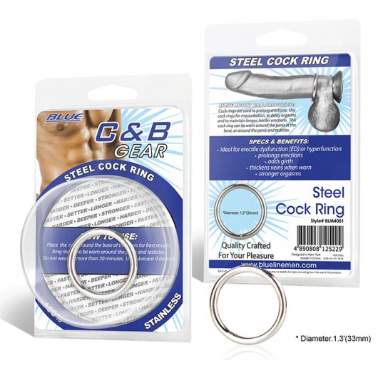 Стальное эрекционное кольцо STEEL COCK RING - 3.5 см. - BlueLine - в Волгодонске купить с доставкой