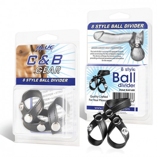 Разделитель мошонки из искусственной кожи на клепках 8 STYLE BALL DIVIDER - BlueLine - купить с доставкой в Волгодонске
