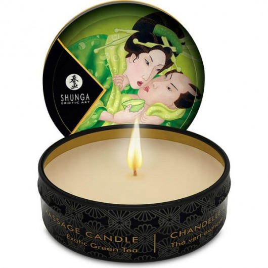 Массажная свеча Exotic Green Tea с ароматом зелёного чая - 30 мл. - Shunga - купить с доставкой в Волгодонске