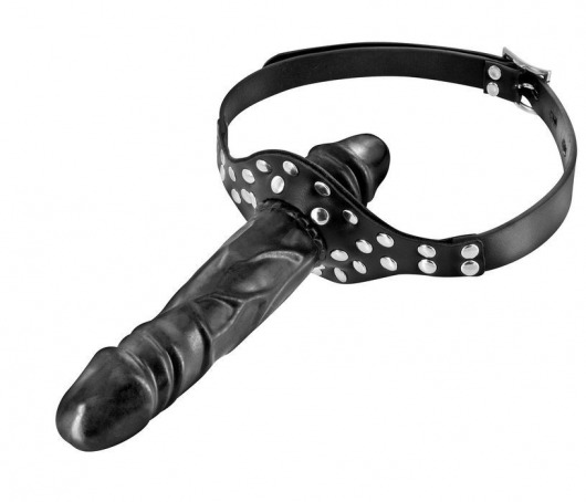 Черный кляп-фаллоимитатор Double Penis Gag - Fetish Tentation - купить с доставкой в Волгодонске