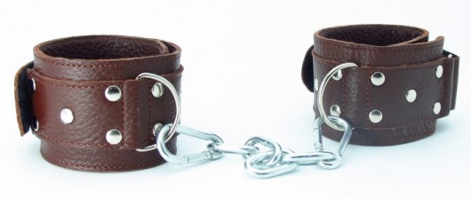Коричневые кожаные оковы с клепками - БДСМ Арсенал - купить с доставкой в Волгодонске