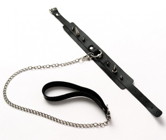 Черный ошейник с шипами и поводком - Crazy Handmade - купить с доставкой в Волгодонске