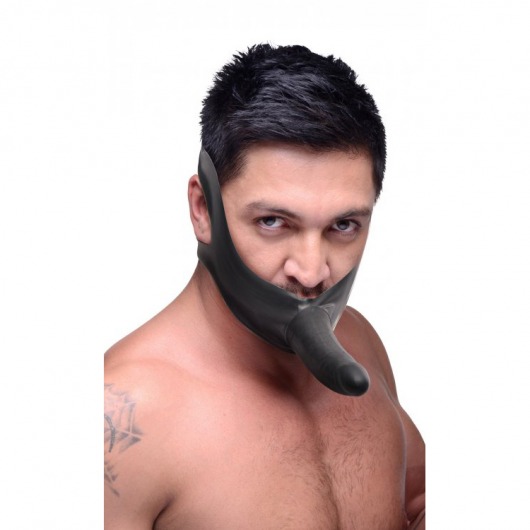 Черный кляп-страпон Masters Mini Face Fuck Strap-On - 14 см. - XR Brands - купить с доставкой в Волгодонске