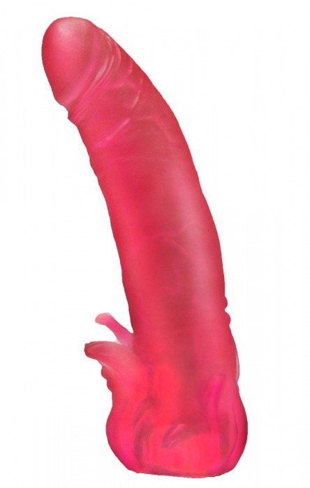 Розовая насадка для страпона с клиторальными лепестками - 18,5 см. - LOVETOY (А-Полимер) - купить с доставкой в Волгодонске