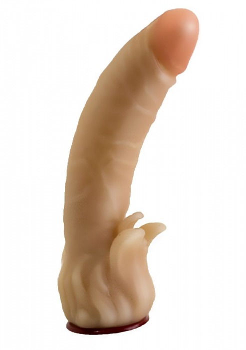 Телесная гелевая насадка-фаллос с клиторальными лепестками - 18,5 см. - LOVETOY (А-Полимер) - купить с доставкой в Волгодонске