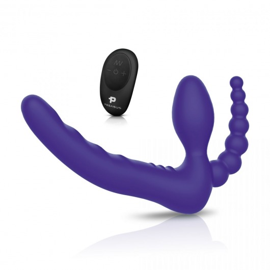 Фиолетовый безремневой страпон с пультом ДУ 7’’ Remote Control Strapless - 24 см. - Pegasus - купить с доставкой в Волгодонске