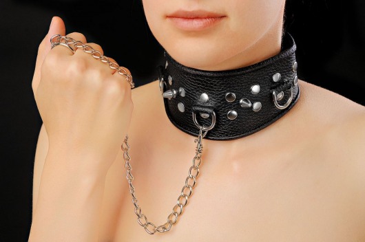 Чёрный ошейник из кожи - Sitabella - купить с доставкой в Волгодонске