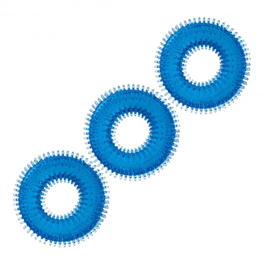 Комплект из трех голубых колец для эрекции 3-Pack Ultra-Stim Stretch Cock Rings - BlueLine - в Волгодонске купить с доставкой