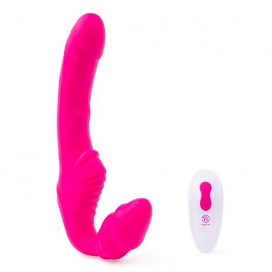 Розовый безремневой страпон на радиоуправлении Strapless Together - 22 см. - Together Toy - купить с доставкой в Волгодонске