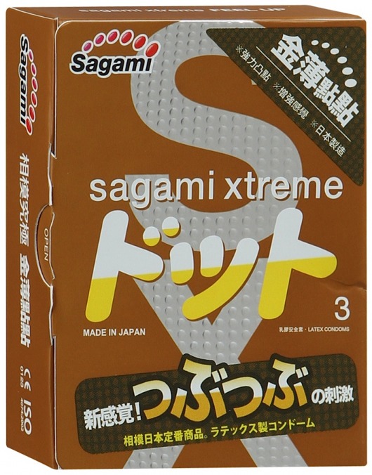 Презервативы Sagami Xtreme FEEL UP с точечной текстурой и линиями прилегания - 3 шт. - Sagami - купить с доставкой в Волгодонске